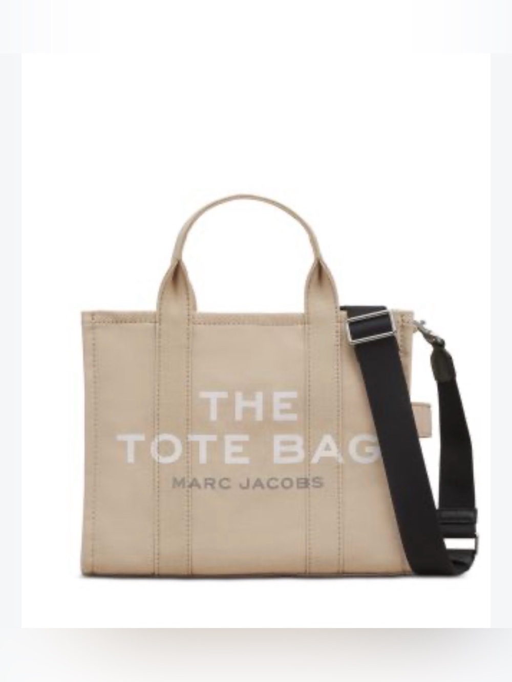 Marc Jacobs Beige Canvas 'The Tote Bag' with Black Strap